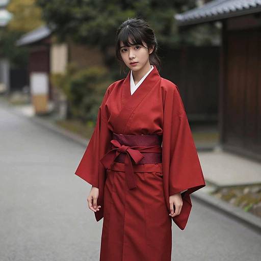 Realistic Solo Miko Girl Outdoors