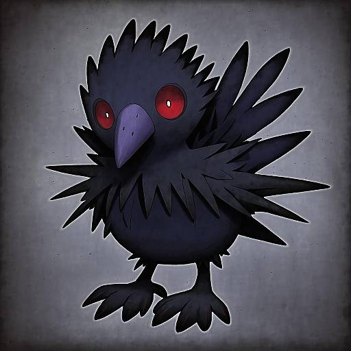 Illustration of Murkrow, pokemon in the style of Toto nemigi