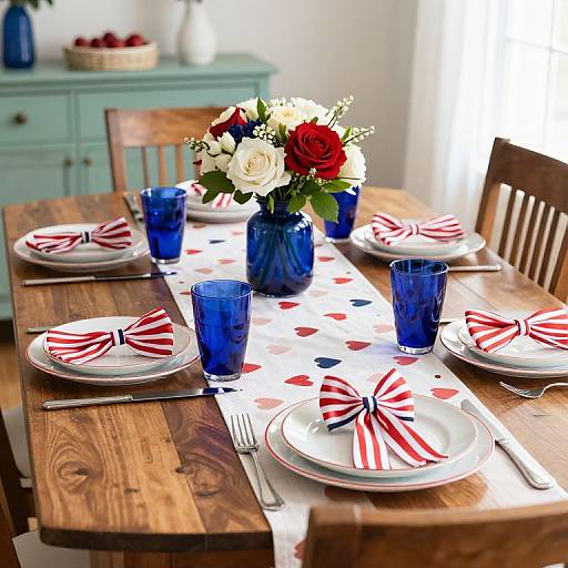 Patriotic Red, White & Blue Tablescape