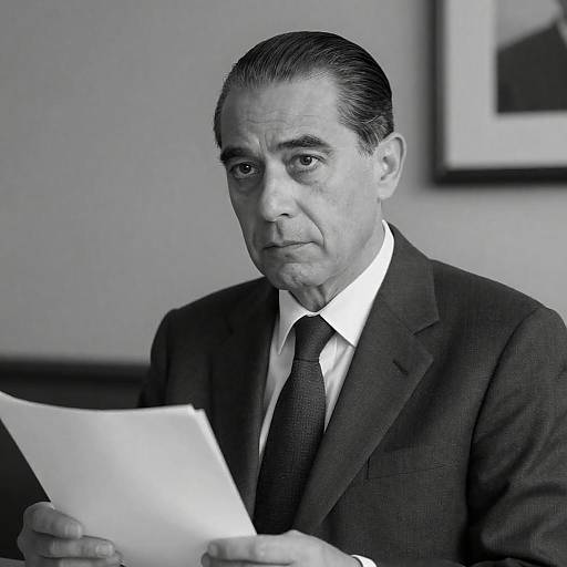 Serious Middle-aged Man in Suit Reading Document