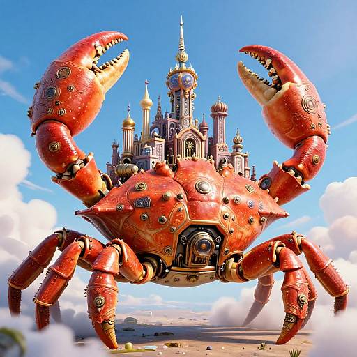 Mechanical Crab Cityscape Illustration