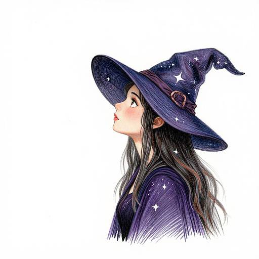 Celestial Witch Stargazing Illustration