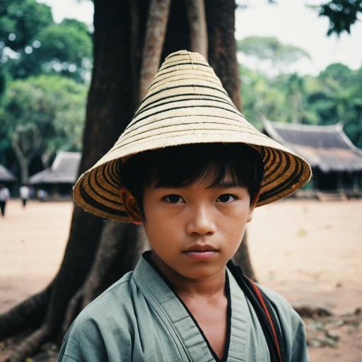 Cambodian Male in Traditional Costume Outdoors
