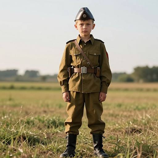 Young Boy in Detailed Military Uniform