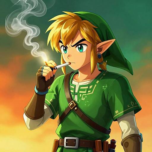 Digital anime-style drawing of Link from 