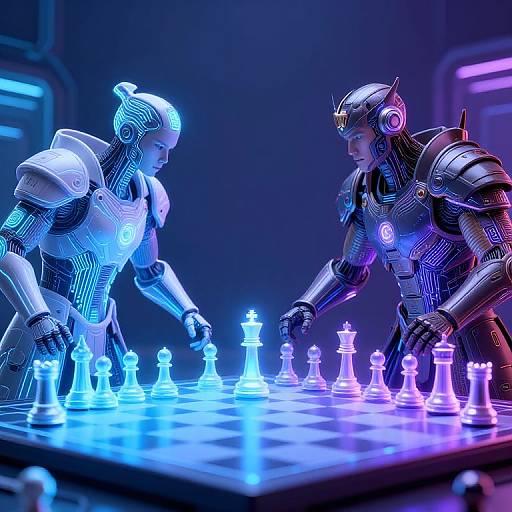 Digital Warriors Duel on Holographic Chessboard