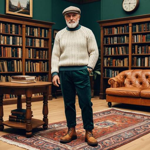 Stylish Older Man in Vintage Library