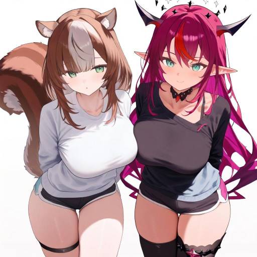 Adorable Virtual Squirrel Girls Together