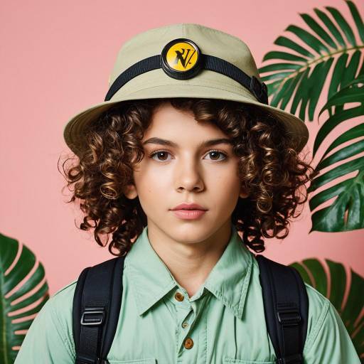 Curly Haired Boy in Explorer Outfit