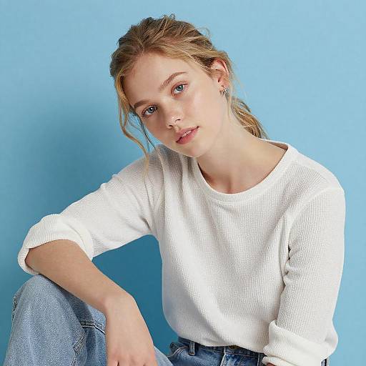 Young Woman Portrait with Blue Background