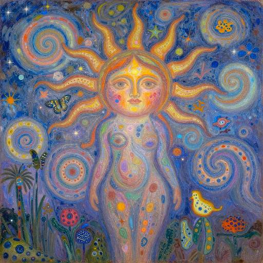 Sun Goddess in Impressionist Cosmos