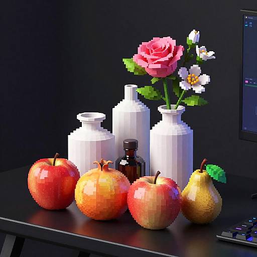 Glossy Black Gaming Desk Still-Life