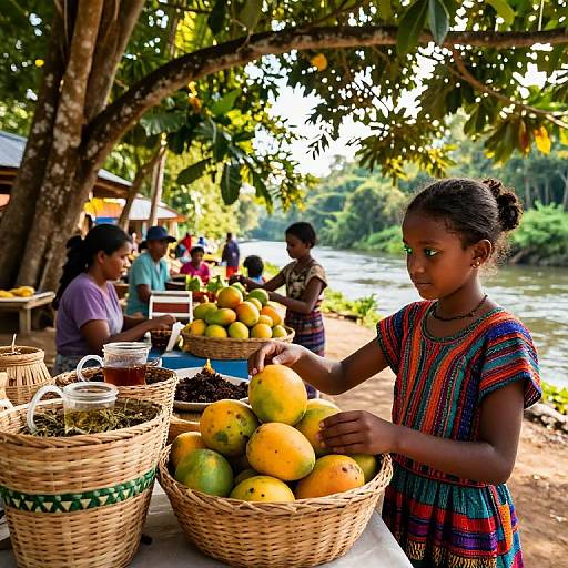 Tropical Rainforest Village Market Scene