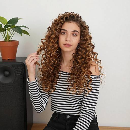 Portrait of Young Woman with Striped Top