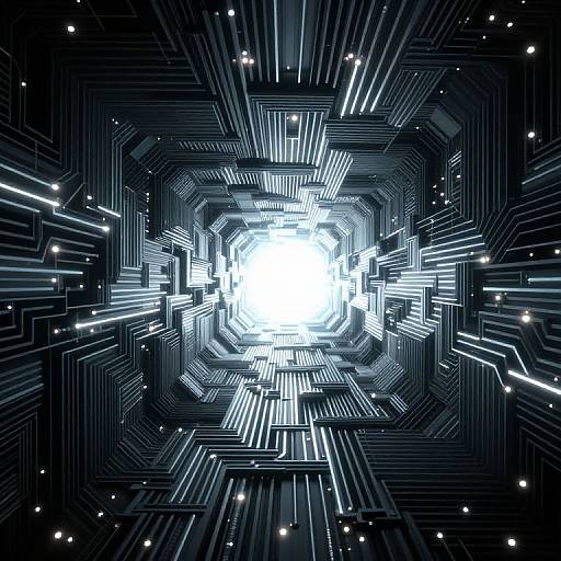 Endless Digital Tunnel with Radiant Light