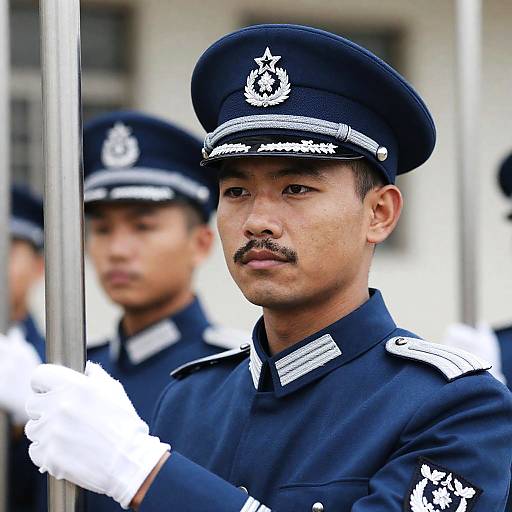 Male Military Officer Portrait in Blue Uniform