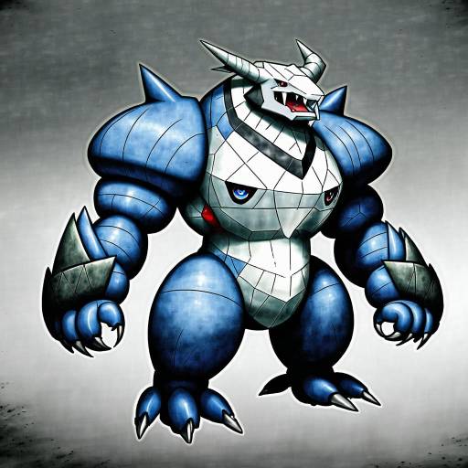Illustration of Aggron, pokemon in the style of Tajima yuuki
