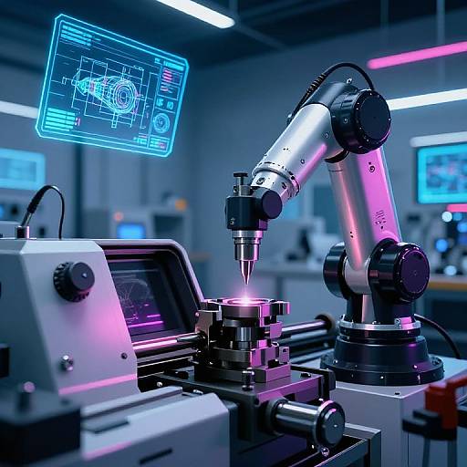 Futuristic Robotic Lathe in High-Tech Lab