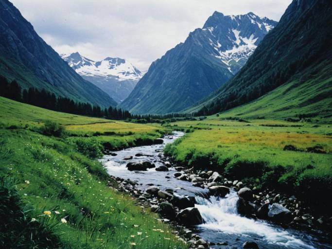 Majestic Mountain Valley Nature Wallpaper