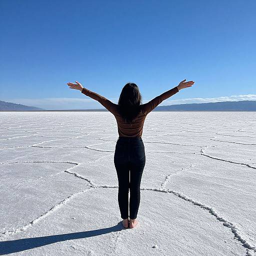 Woman on Vast Salt Flats