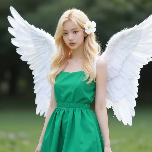 Blonde Girl with Wings and Flower
