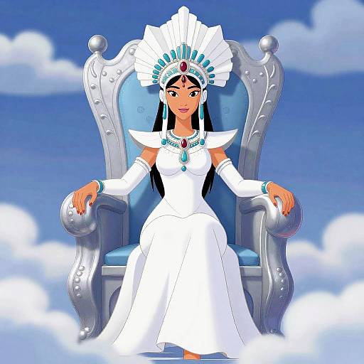 Retro Fashion Goddess on Ethereal Throne