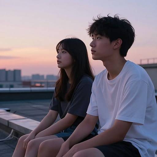 Tender Rooftop Moment at Sunset