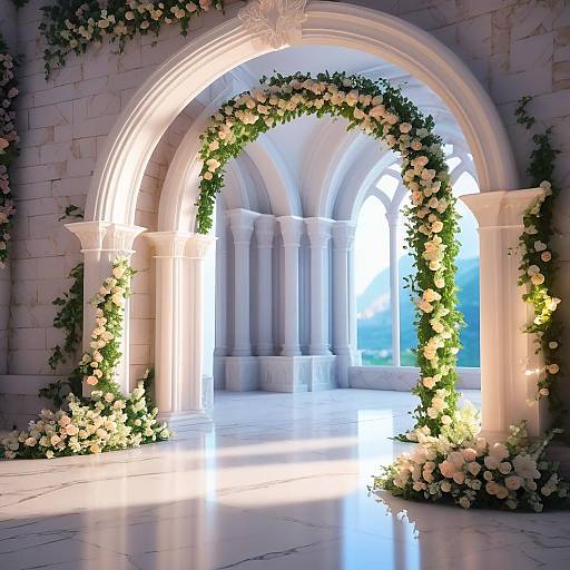 Blissful Castle Backdrop with Marble Arch