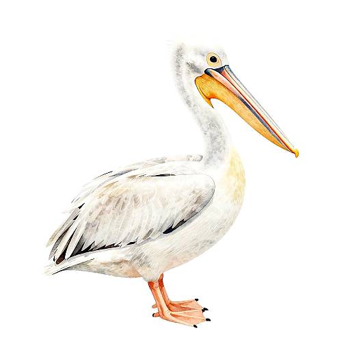 Watercolor White Pelican Illustration