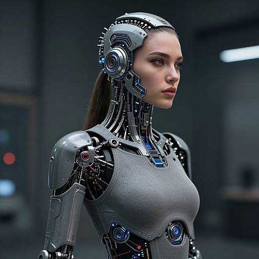Futuristic Cybernetic Woman in Dystopia