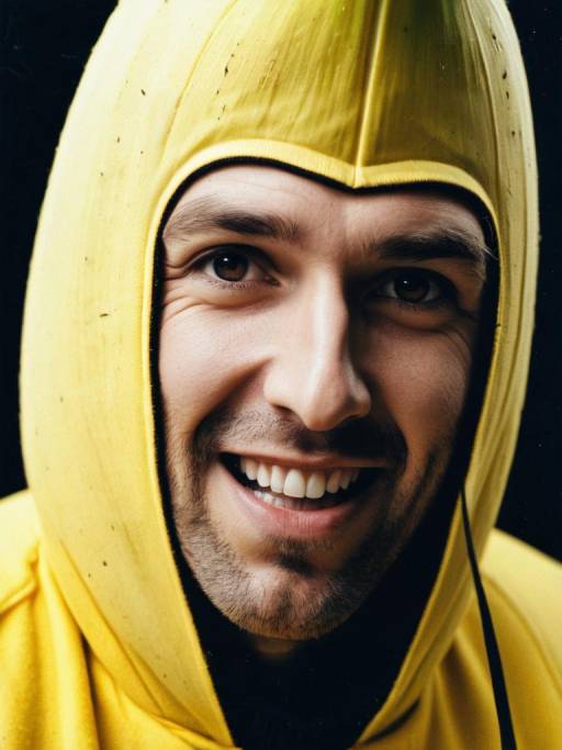 Man Wearing Banana Costume Close-up