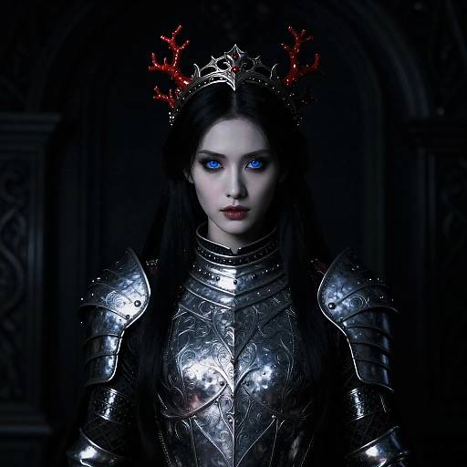 Gothic Fantasy Woman in Silver Armor