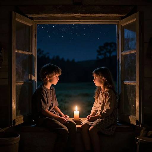 Brother and Sister by Candlelight