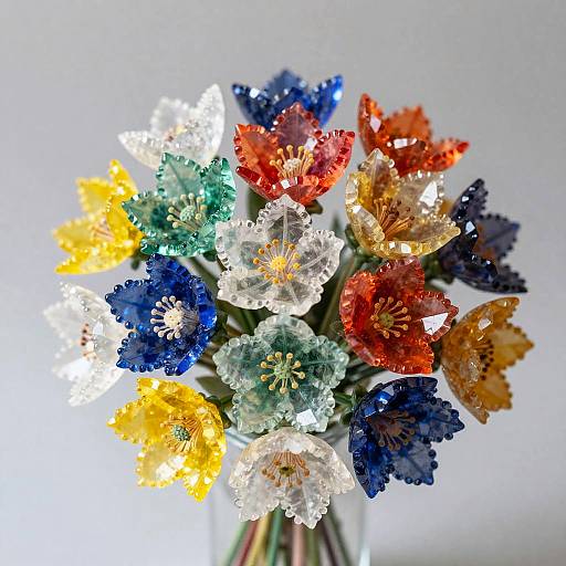 Hyperrealistic Quartz Flower Bouquet