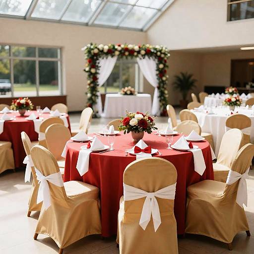Elegant Indoor Event Space with Floral Decor