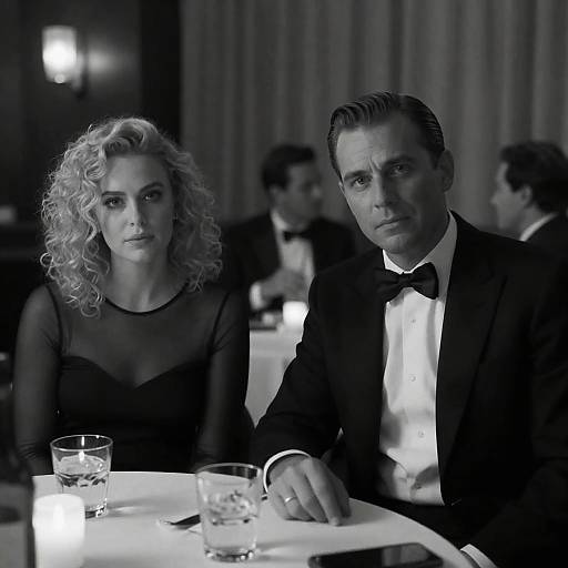 Elegant Black-and-White Restaurant Portrait