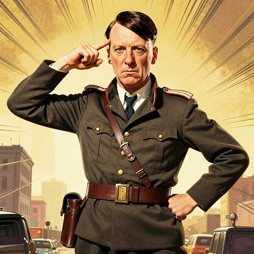 Satirical Hitler Chad Comic Style