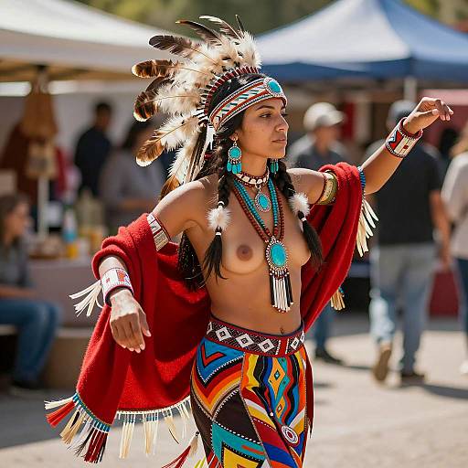 Young Woman in Traditional Native American Dance Costume