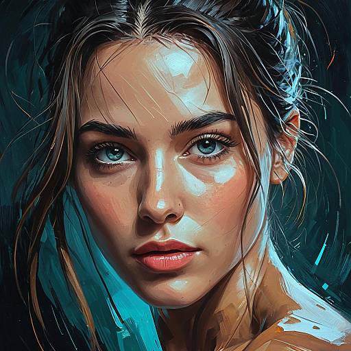 Expressionist Oil Painting of Abstract Female Character