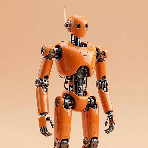 Intricate Orange AI Robot Design