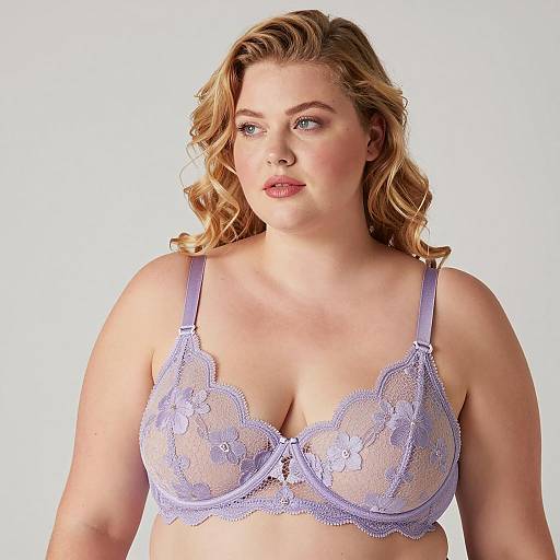 Elegant Plus-Size Woman in Lavender Lingerie