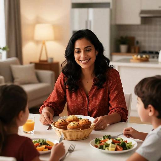 Warm Family Moment at the Dining Table