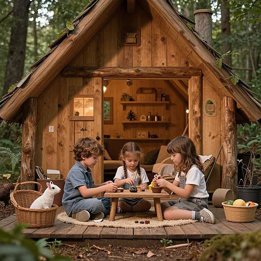 AI Kids Photoshoot in Cozy Forest Cabin