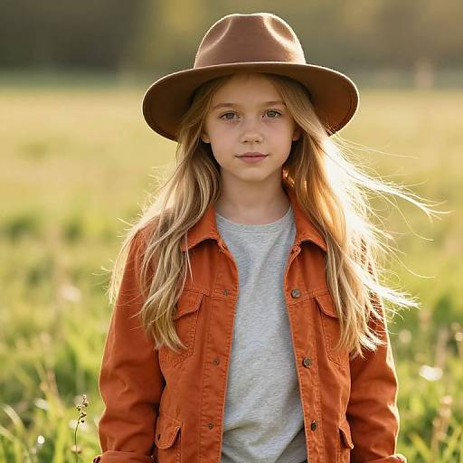 Confident Girl in Sunny Meadow