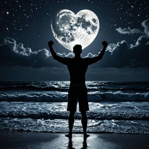 Fractured Heart Shaped Moon Over Ocean Fractured Heart Shaped Moon Over Ocean