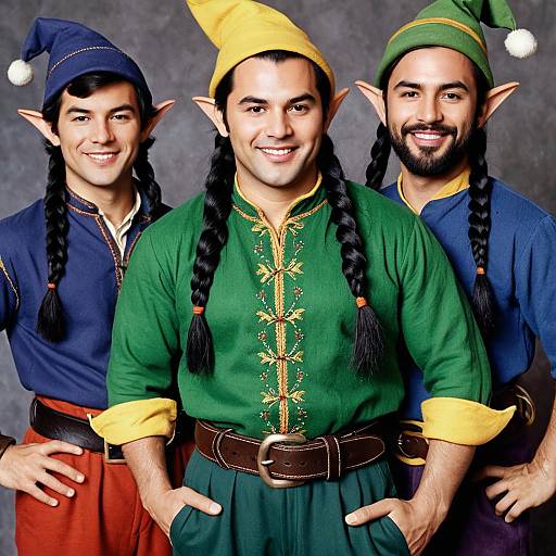 Group of Three Men in Seven Dwarfs Inspired Costumes