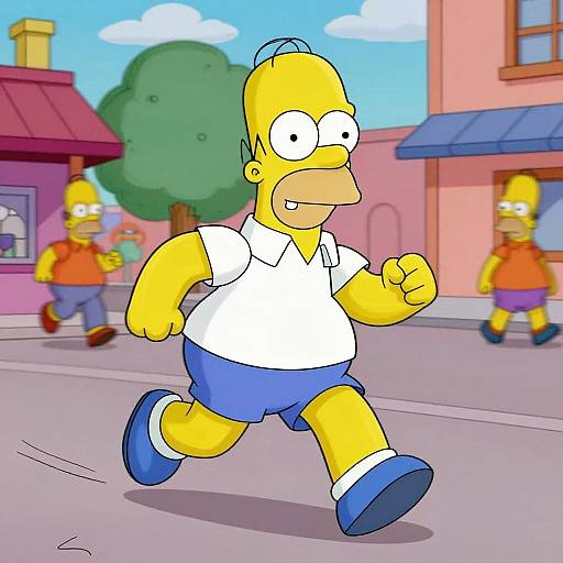 Homer Simpson Running in Springfield
