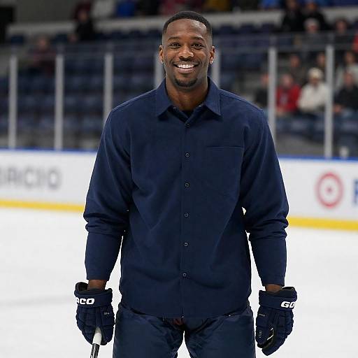Smiling Black Man in Ice Rink