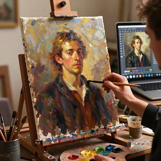 Digital Art Studio Oil Painting Creation