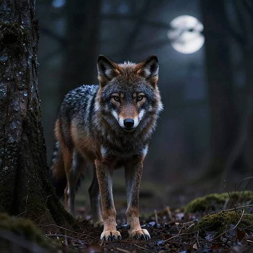 Werewolf at Moonlit Forest Edge